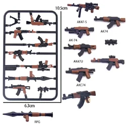 Modern Military AK47 Printed Weapon Suit Gun Soldier MOC Minifigs SWAT Playmobil Mini Action Figures Building Block Brick Toys