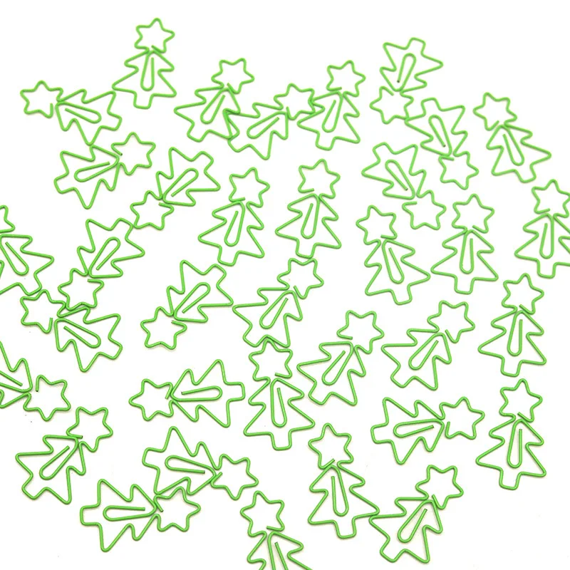 Creative Christmas Tree Paper Clips, 10pcs Metal Festive Shaped Clips, Cute Cartoon Plant Design, Unique Christmas-Themed Statio