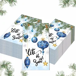 20pcs Blue Ball Pine Branch Napkins Disposable Paper Dinner Tissue Napkin Bathroom Hand Towels Xmas Party Supplies