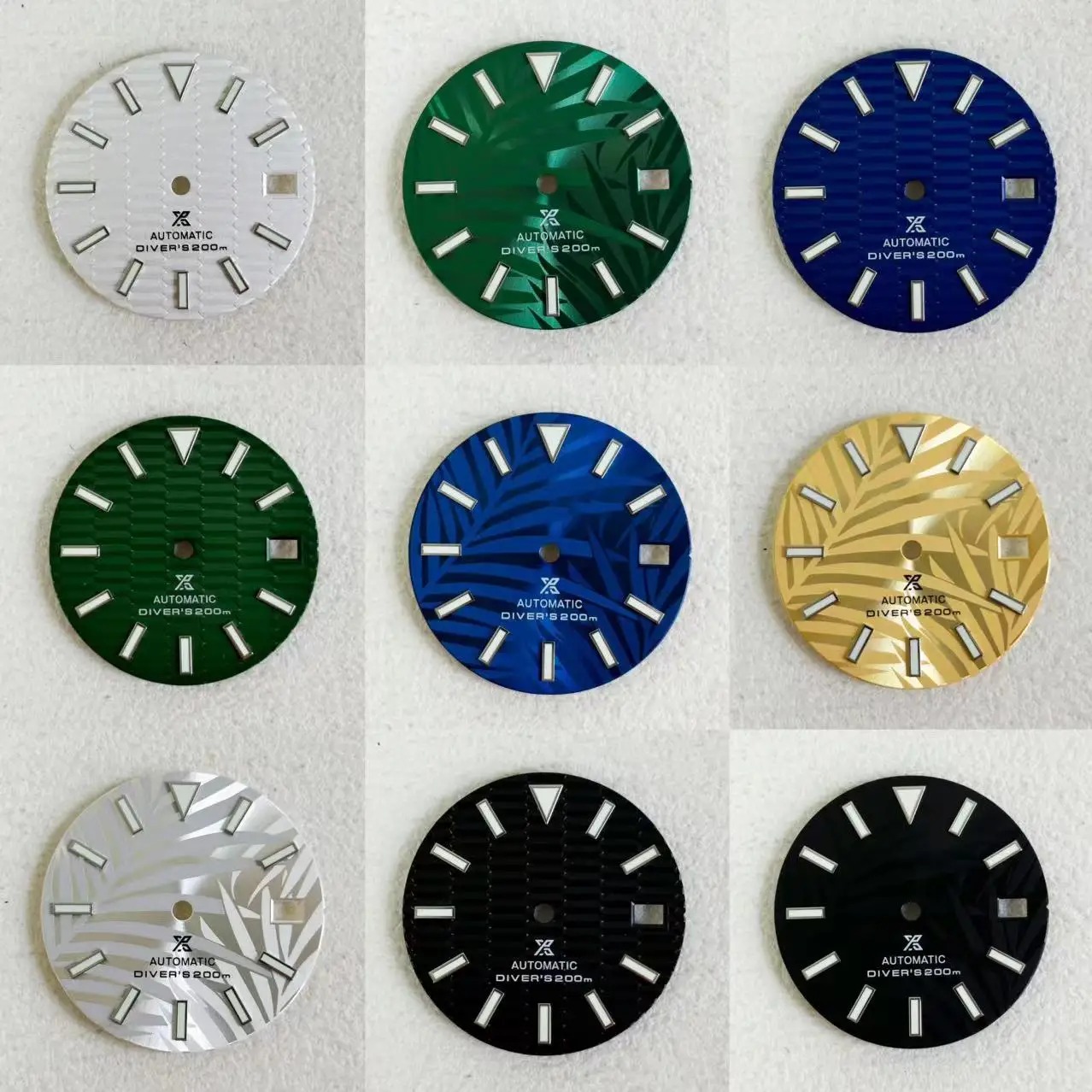 28.5mm leaf S Logo Dial Suitable For NH35 NH36 4R 7S Japanese Automatic Green Luminous dial Movement 29mm water ripple s dial