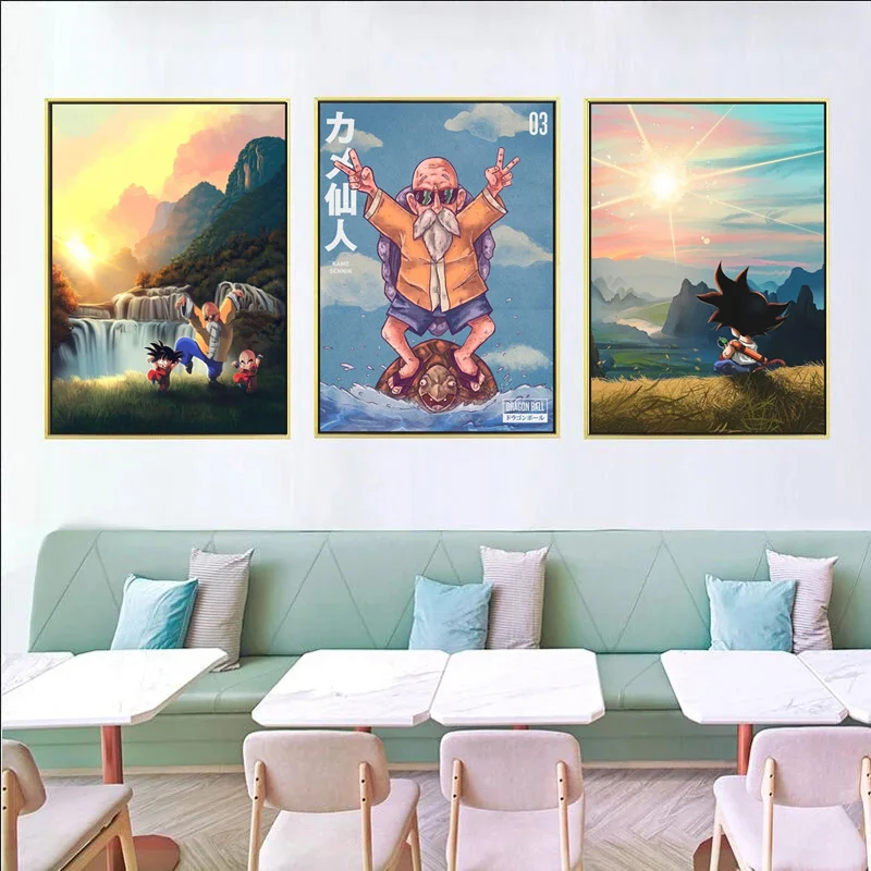 Dragon Ball Goku Poster Kami Haus Leinwand Malerei Druck Super Saiyan Wand Kunst Wandbild Familie Kinder Zimmer Dekor Bilder Cuadros