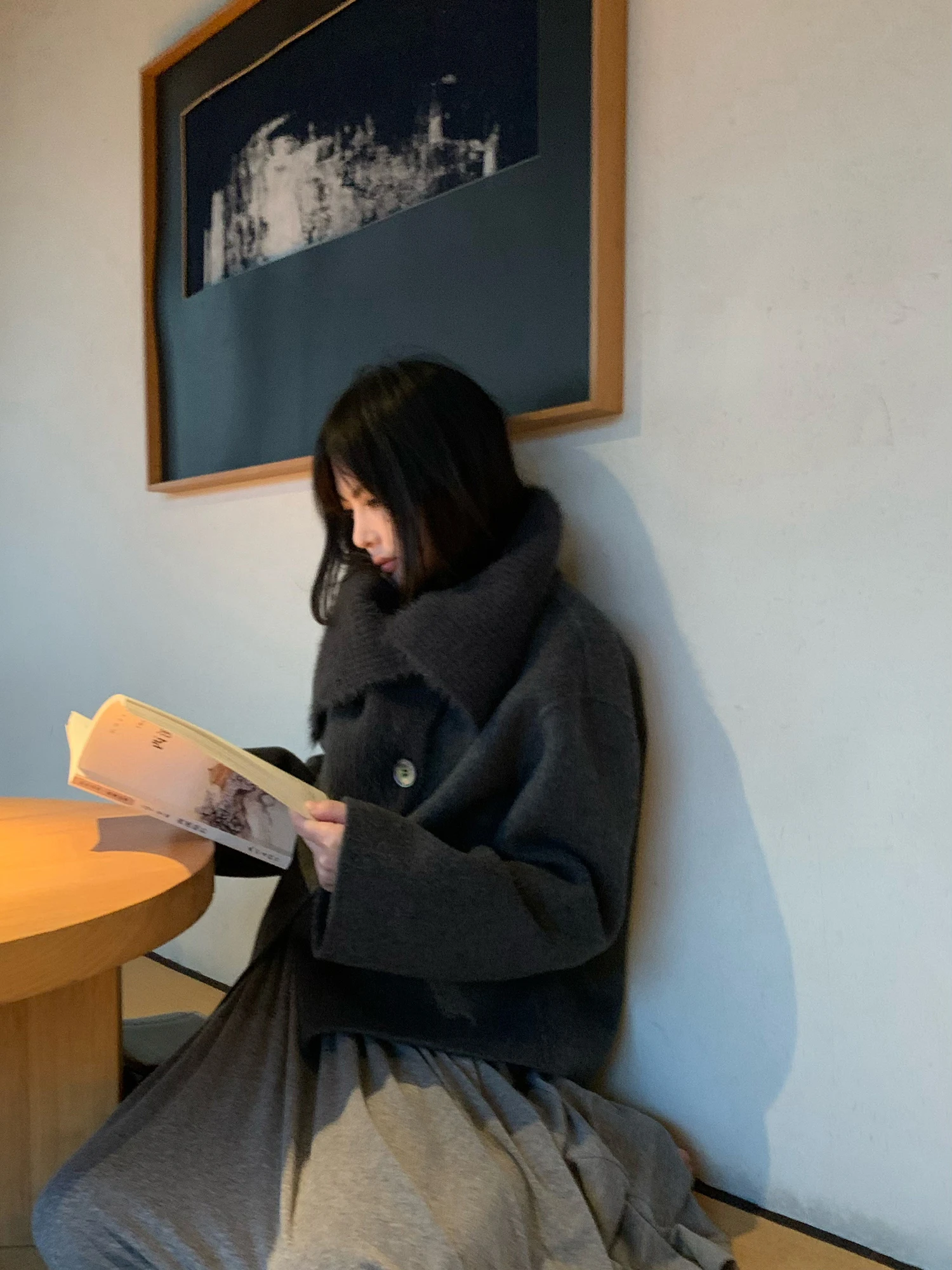 

Double-Faced Wool Silk Camel down Jaet Unique Design ort Sle Splicing Collar Women's Coat Ele Commute Straight Cut