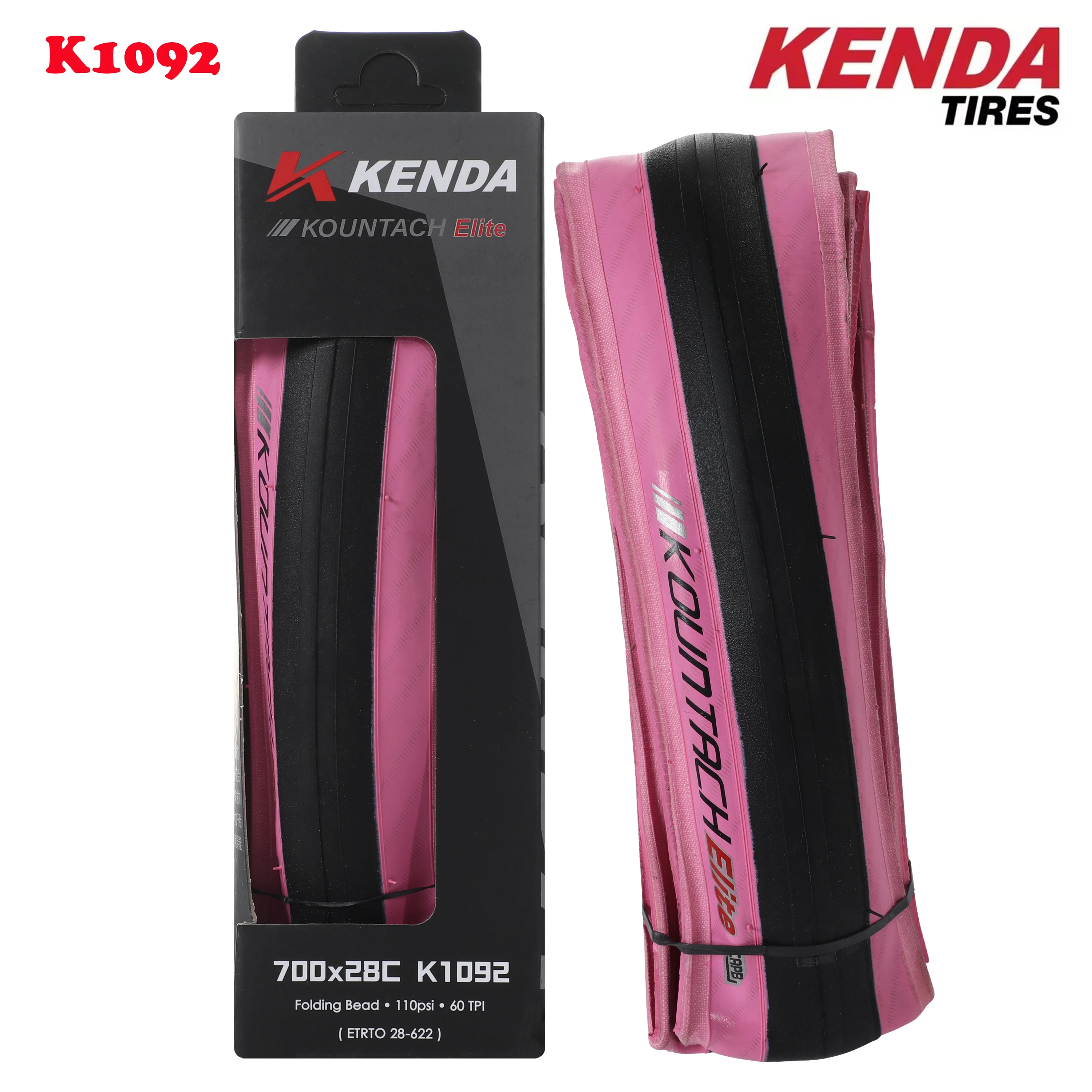 

Kenda K1092 New Road Bike Puncture and Slip Resistant Tires Ultra Lightweight Foldable 700x28c Kountach Elite Pink Side