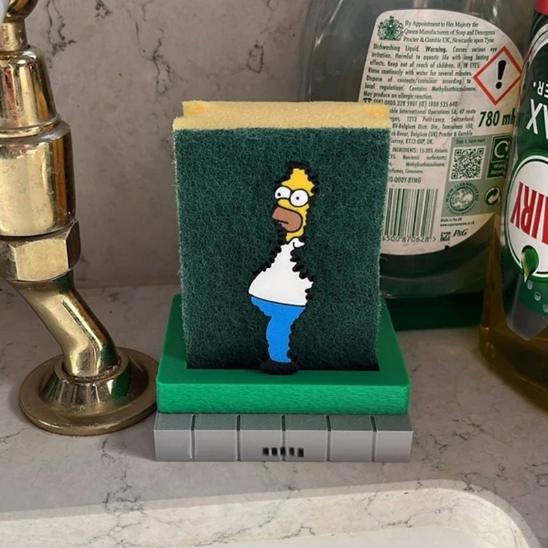 Soporte para esponja Homer Simpson, divertidos accesorios de almacenamiento de cocina