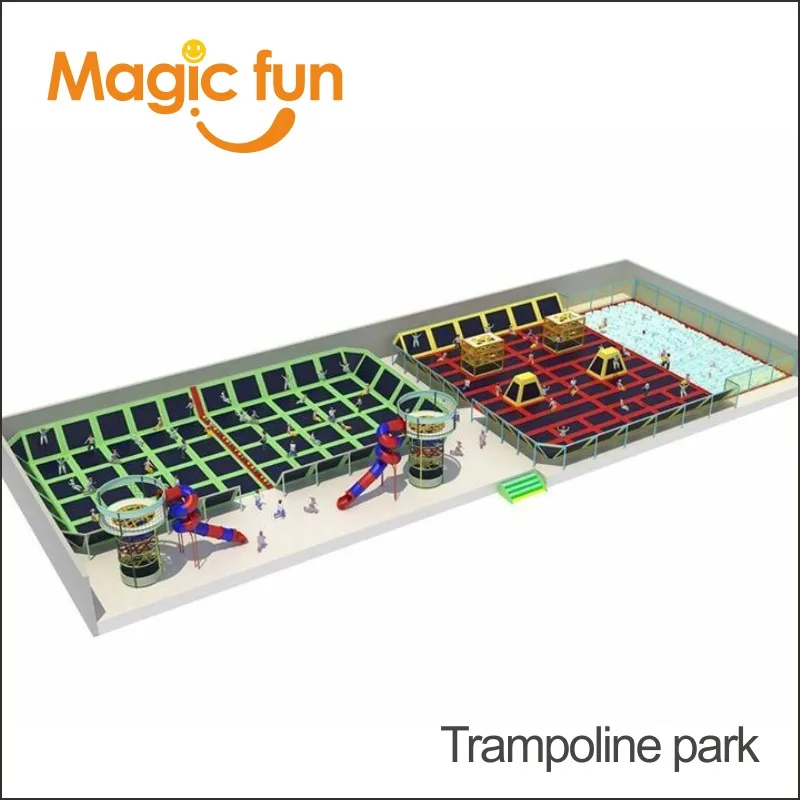 Indoor Trampoline Park with Dodgeball Area & Ninja Obstacle Course for Family Entertainment Fun