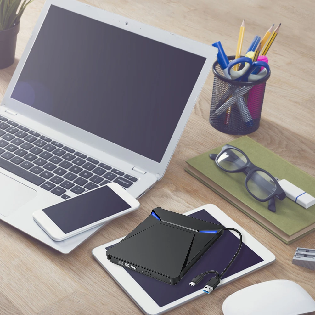 5 в 1 USB3.0 Внешний привод для компакт-дисков и DVD-дисплеев, записывающее устройство со слотом SD/TF, внешний оптический привод, записывающее устройство для компакт-дисков и DVD-дисплеев для портативных ПК