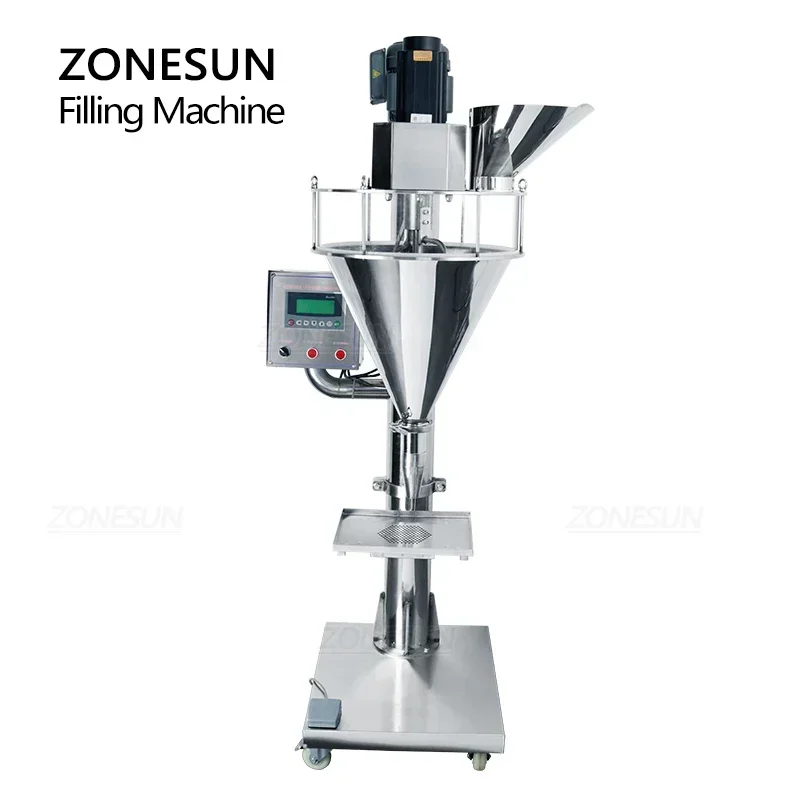 ZONESUN ZS-FM100L Semi-Automatic Milk Matcha Chili Powder Spices Can Bottle Auger Filling Machine