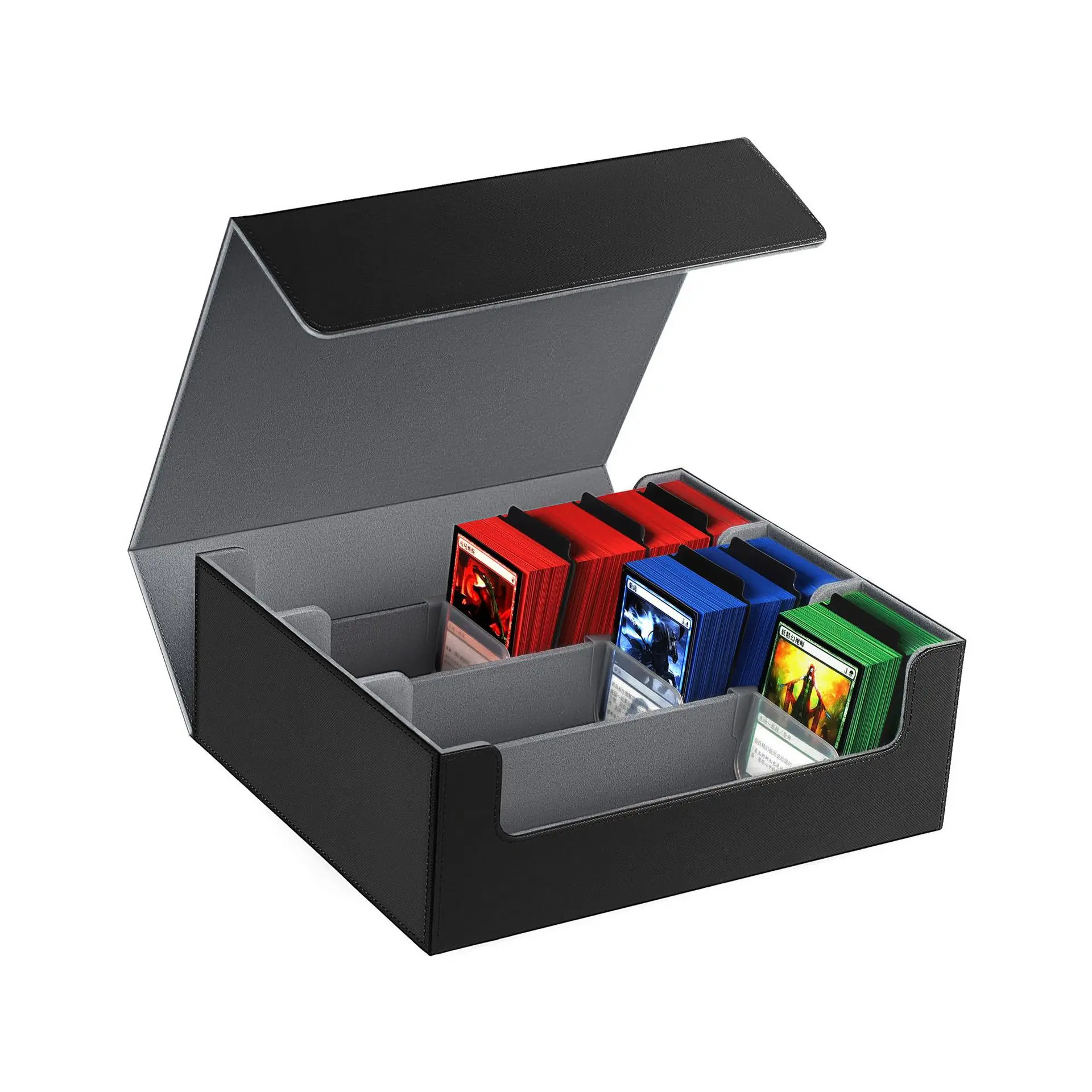 Large Capacity Card Storage Box PU Waterproof 3 Layers Card Holder Portable Travel Organizer For TCG Tarot Collectible Cards