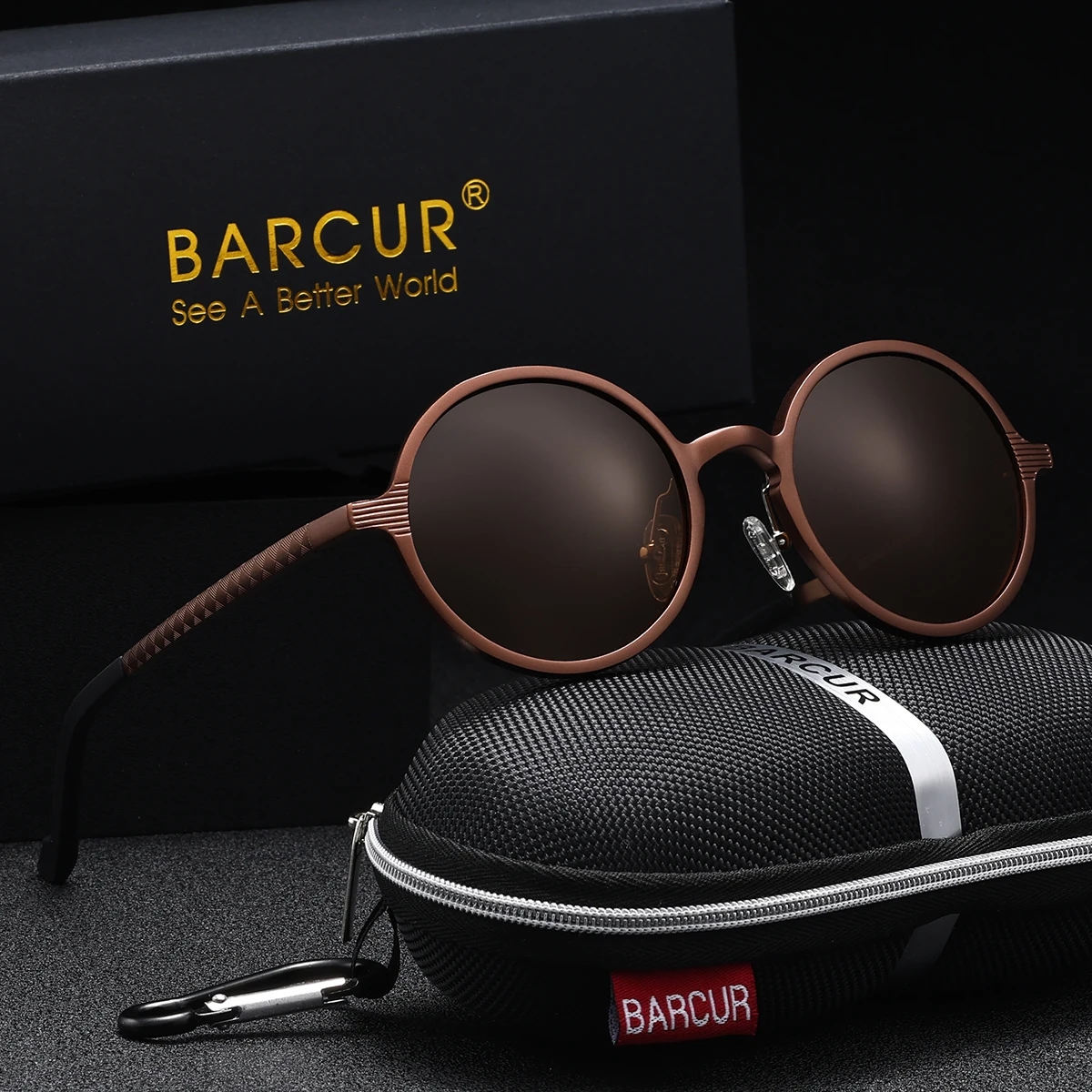 

BARCUR Brand Luxury Vintage Exquisite Women Polarized Sunglasses High-Quality Metal Circular Frame UV400 Men Sunglasses