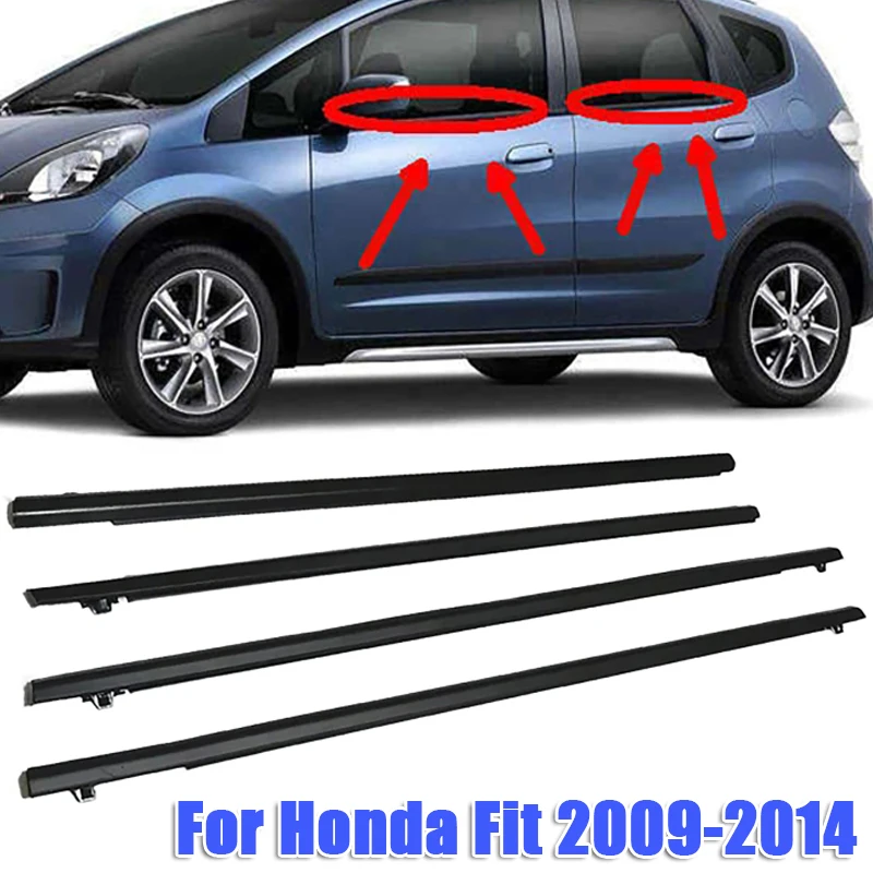 4pcs Car Window Glass  Weather Strip Waterproof Sealing Strip for Honda Fit 2009-2014