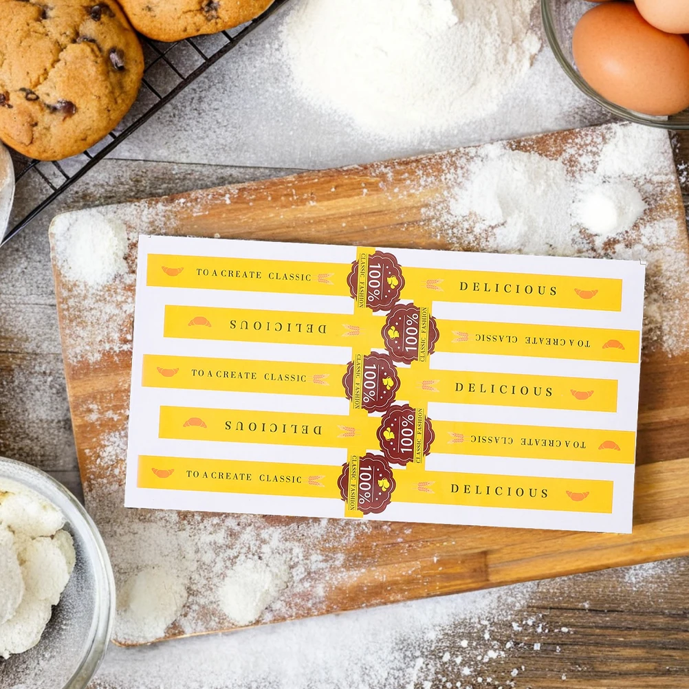 

200pcs 200 Yellow Cake Sealing Stickers Waterproof Strong Adhesion Decorative Labels Packaging Applique Candy Bag Seals Bakery