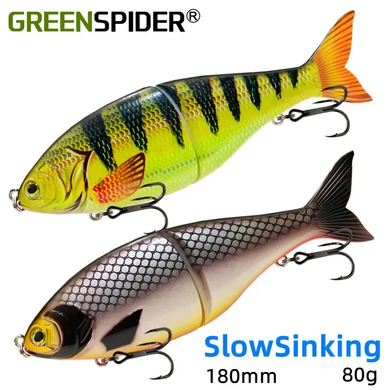 

GREENSPIDER 180mm 80g Shad Glider Swimbait Fishing Lures Hard Body Slow Sinking Jointed Bass Pike Lures Fishing Bait Tackle