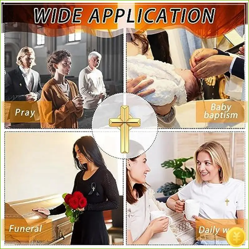 100 Pcs Cross Lapel Pin Bulk Set Gold Pins Religious Cross Pin Gold Enamel Pin Set For Christian Chaplain Durable