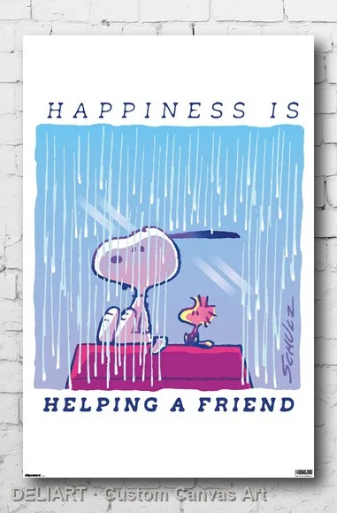 

PEANUTS: COMFORT AND SECURITY - HAPPINESS IS Canvas Poster Custom Size Available Room Decoration Home Decor Wall Art