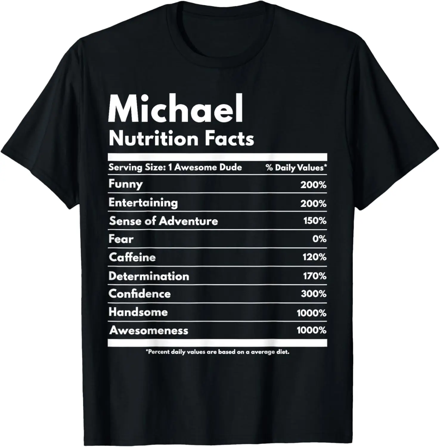 Michael Gift Nutrition Facts Funny Personalized Name Michael T-Shirt