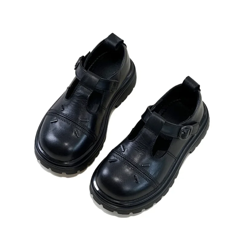 Fashion Children Girls T-Strap Genuine Leather Princess Mary Jane Soft Sole Dress Shoes Toddler Kid School Uniform Flats Shoe