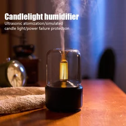 Portable 120ml Air Humidifier Candlelight Aroma Diffuser Home Mist Maker Fogger Essential Oil Difusor With Night Light Purifier