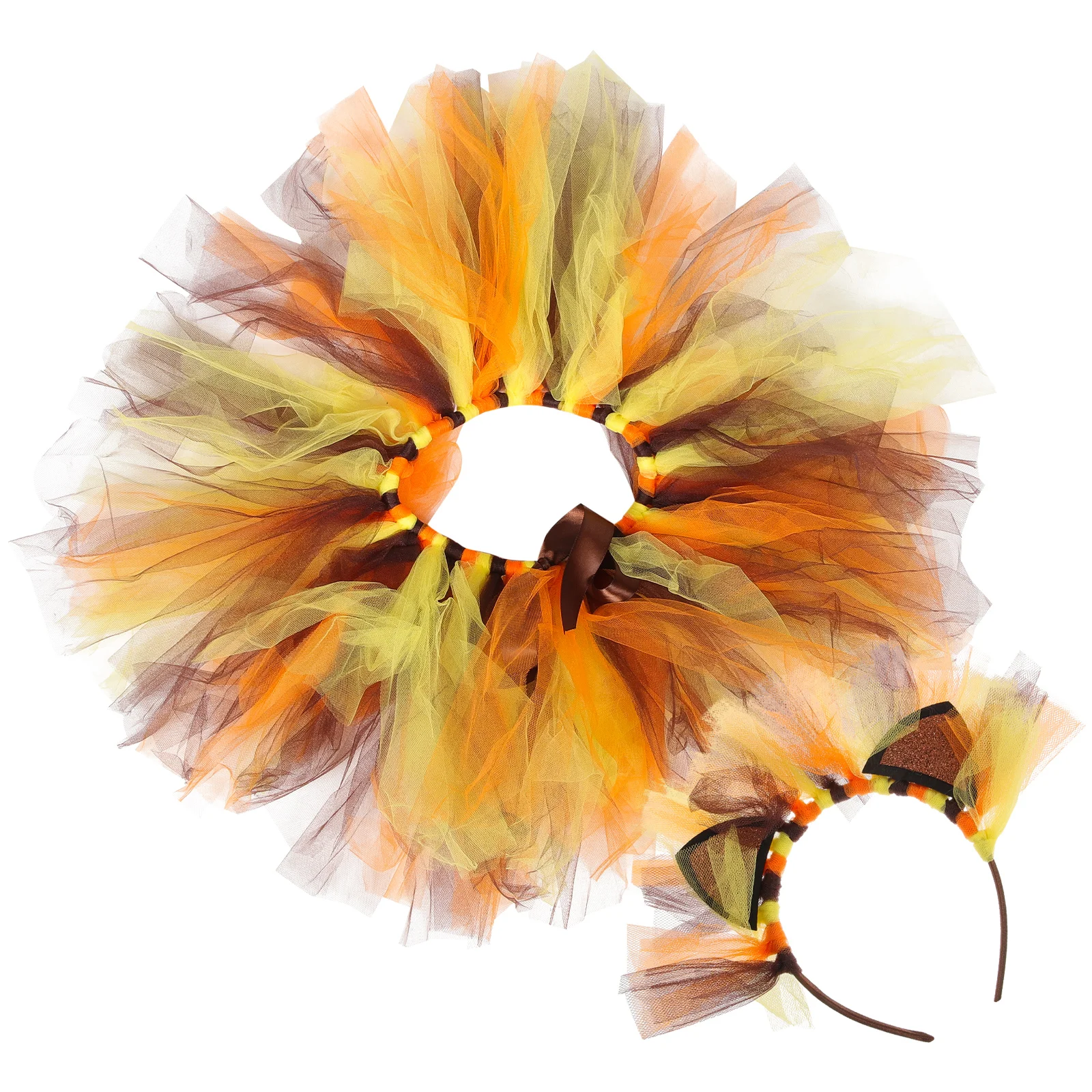 

1 set Lion Costume Set For Girls Halloween Cosplay Outfit Animal Headband Skirt Soft Breathable Princess Dress Party Supplies