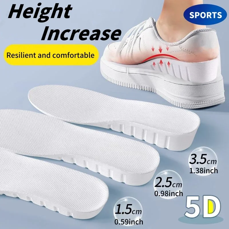 1Pair Height Increase Insole Men Woman Comfort Orthopedic Shoes Insoles Genuine EVA White Non-Slip Shoe Pads Arch Support Insert