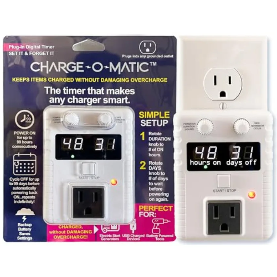 

Charge-O-Matic - Таймер, который делает любой зарядный прибор умным. Режим работы до 99 часов, режим остановки работы до 99 дней, бесконечное повторение циклов.