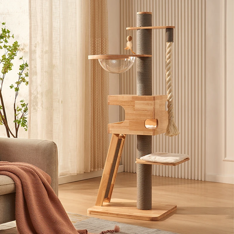 Shui Mu raw solid wood cat climbing frame cat nest tree integrated solid wood rack small verticalack space capsule