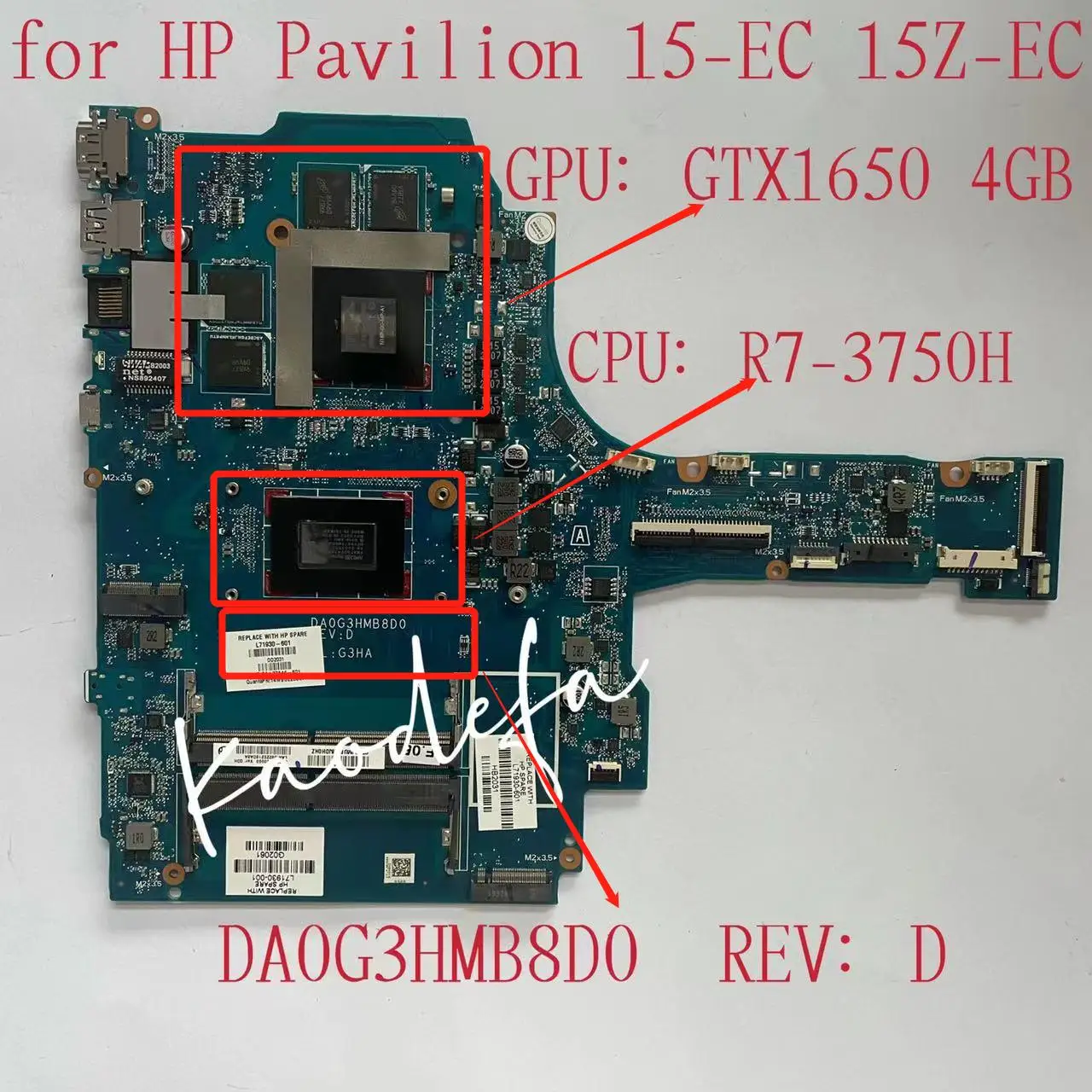 L71930-601 L71930-001 DA0G3HMB8D0 G3HA Pour HP Pavilion 15-EC 15Z-EC Carte Mère D'ordinateur Portable Avec R7 3750H GPU:GTX1650 4 GO DDR4