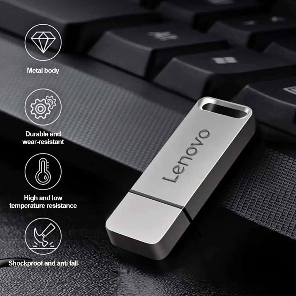 Unidades Flash USB Lenovo de 2TB, memoria Memoria de Metal de capacidad Real de 1TB, memoria Flash de alta velocidad, 512GB, almacenamiento de