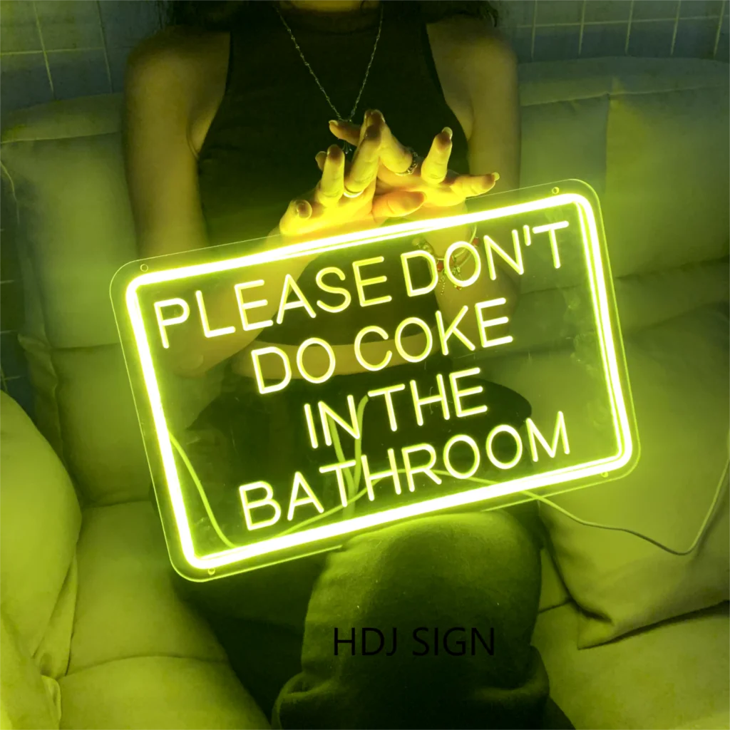 Custom Carving Neon Sign Please Don't Do Coke In The Bathroom Neon LED Light For Home Bedroom Wall Decor Anime Letter Girls Gift