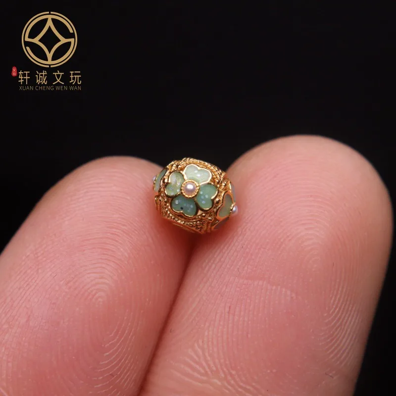 Original Gold Plated Floral Barrel Top Waist Spacer Beads Handmade Stringing Knotting DIY High Quality Scholar Craft Accessory