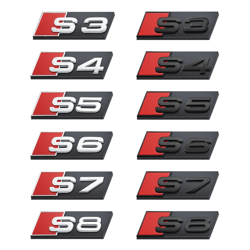 3D ABS Car Front Grille Buckle Emblem Decoration Accessories S Badge For Audi S3 S4 S5 S6 S7 S8 Logo Auto Styling Modification