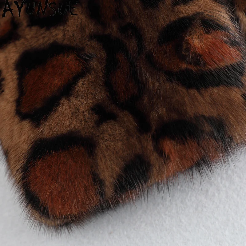 AYUNSUE Natural Mink Fur Jacket Woman 2025 V-Neck Fashion Whole Mink Fur Jackets for Woman Clothes High Quality Abrigo Mujer