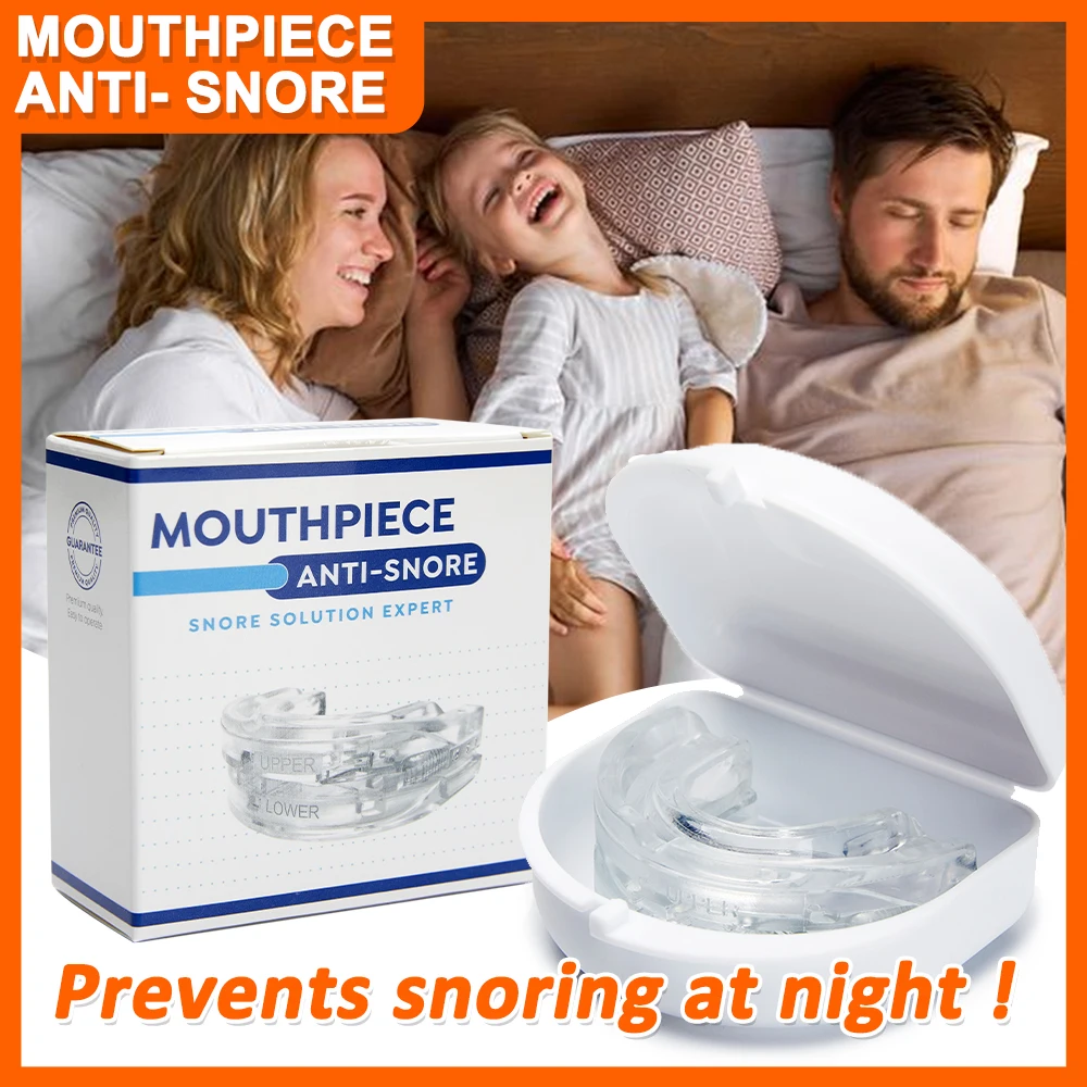 Sleep Apnea Mouthpiece Anti Snore Mouth Guard with Storage Box Men Women Anti Snoring Devices Snoring Reduction Improve Sleep