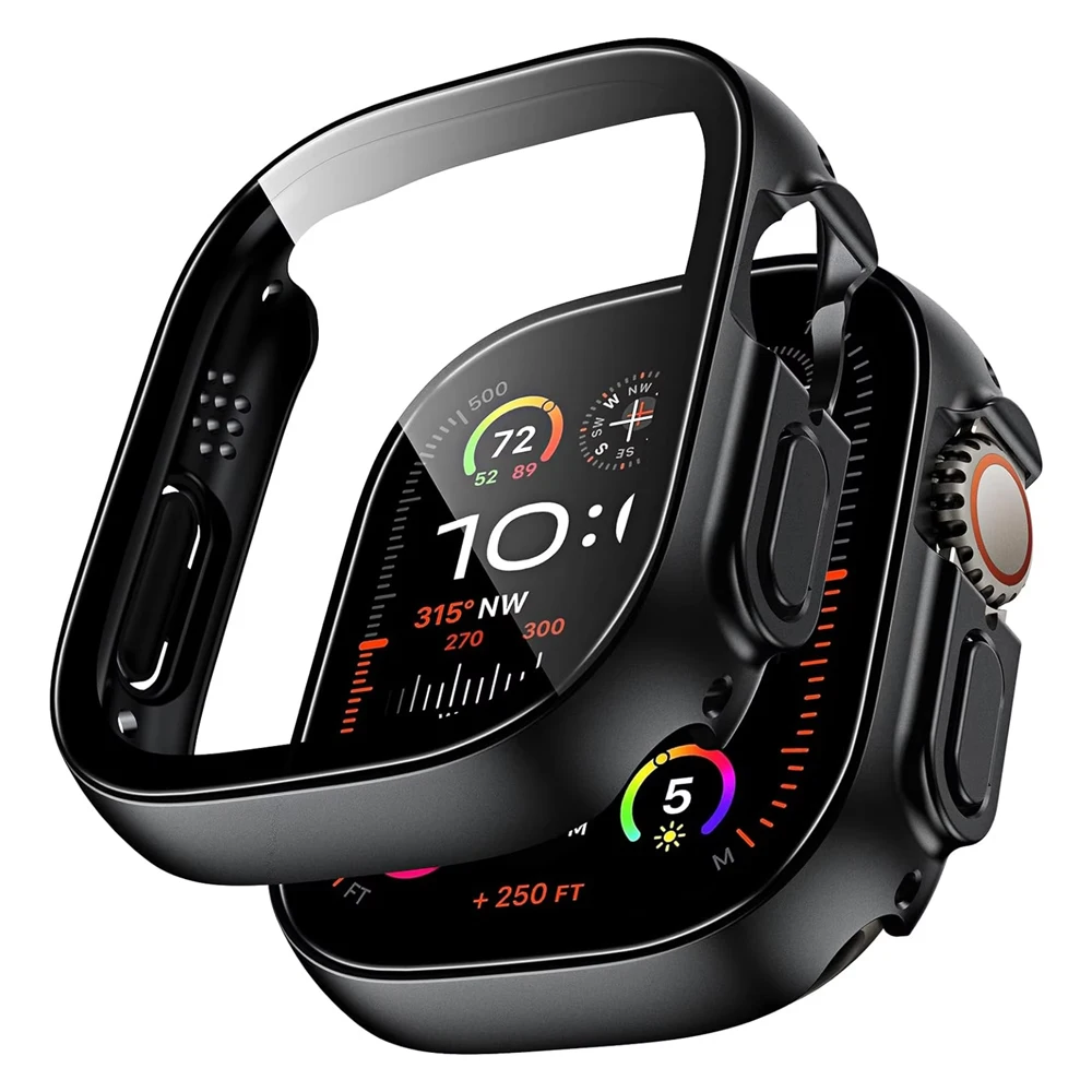 Proteggi schermo per Apple Watch Ultra 2 Custodia 49mm 45mm 41mm 44mm 40mm Copertura per PC Pellicola in vetro temperato serie iWatch 9 8 SE 7 6 5 4