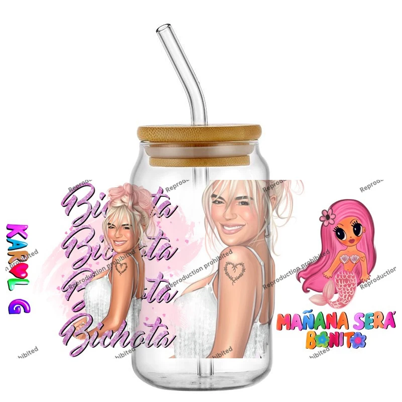 famous Rap singer UV DTF Cup Wrap Cartoon Libbey Glass Beer Can Tumbler Transfer Stickers Waterproof Permanent Adhesive