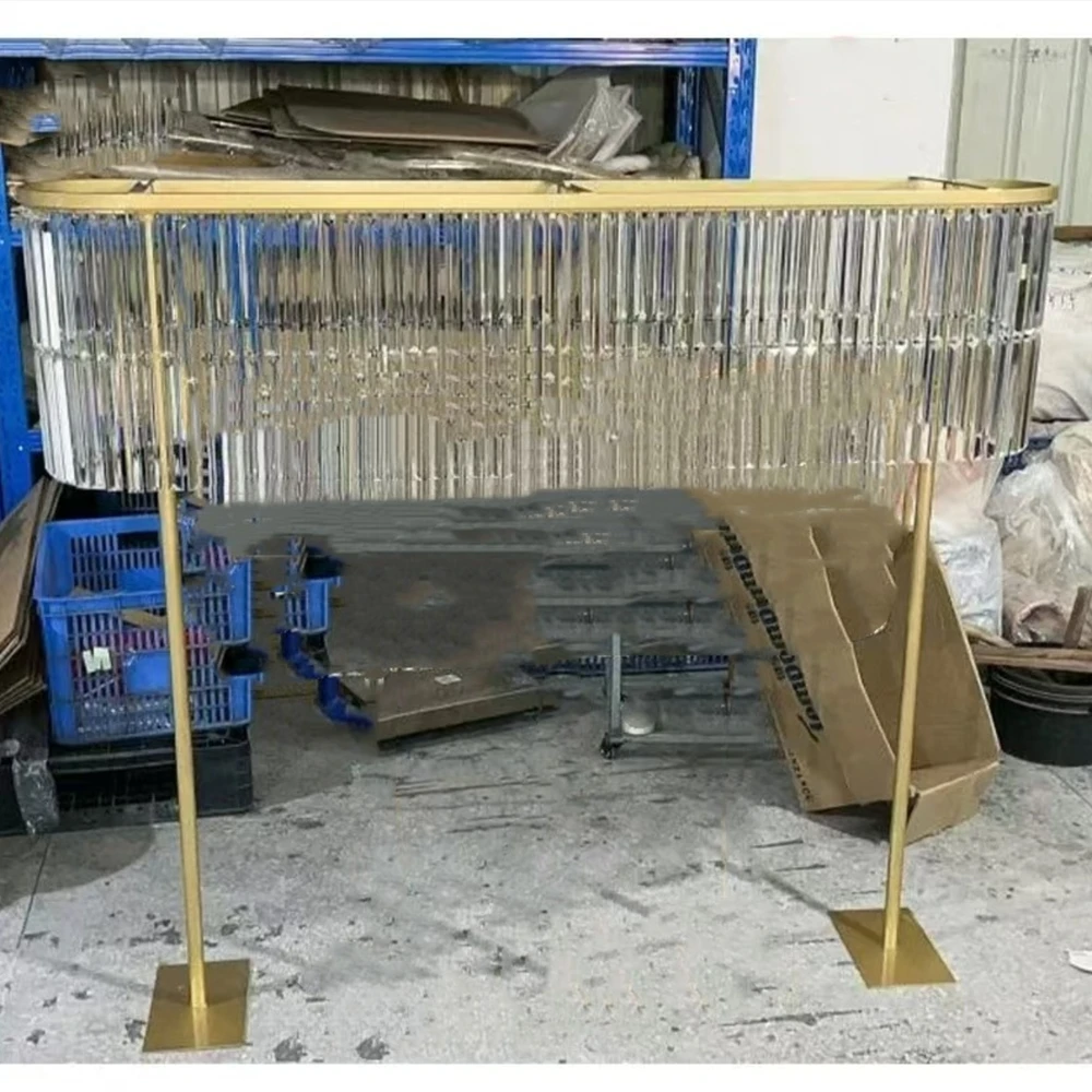 

4pcs)Hot Sale 100x100cm tall Oval Gold Stand acrylic pedent Crystal Centerpieces for Wedding Table Top Decoration