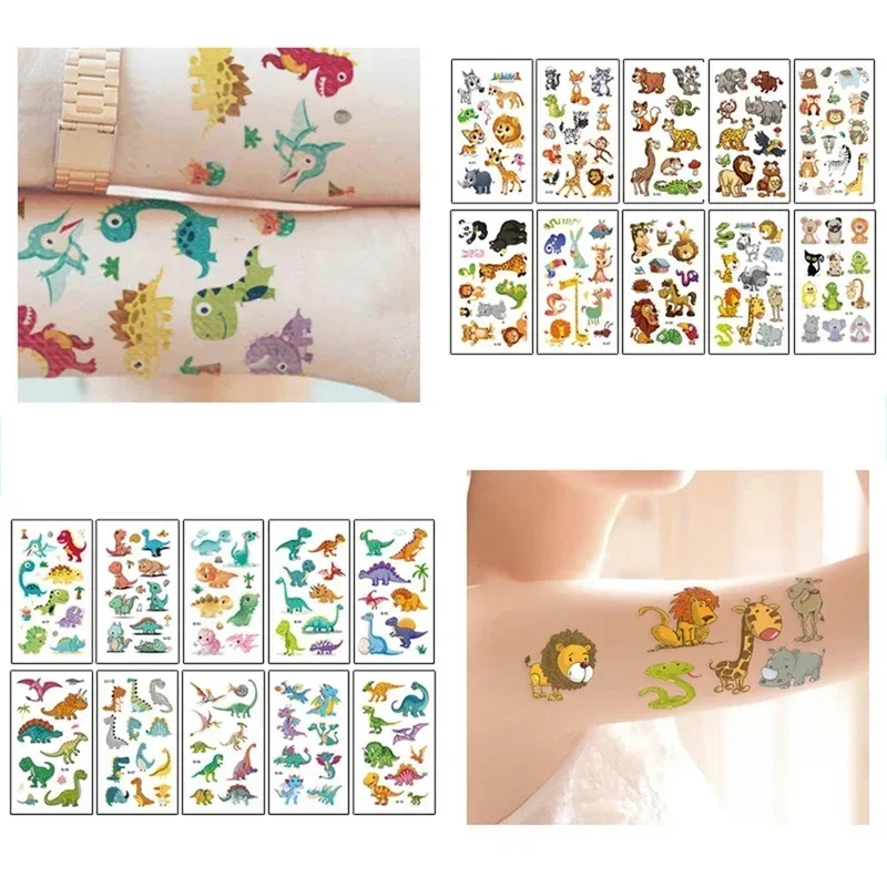 10 Vellen/Veel Kinderen Schattige Cartoon Eenhoorn Tijdelijke Tattoo Stickers Baby Shower Zeemeermin Partij Kids Lichaam Make-Up Sticker Tatoeages