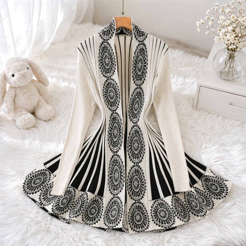 YuooMuoo Women Cardigans 2026 Autumn Fashion Vintage Ethnic Style Open Stitch Knitted Jackets Streetwear Lady Shirts Outfits