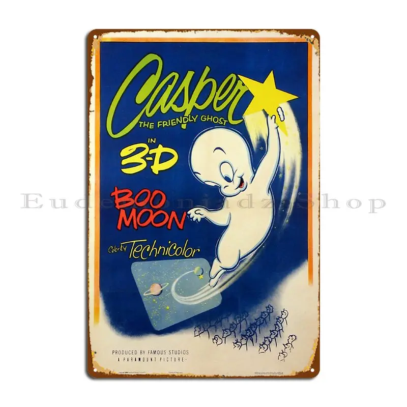 1950 S Casper The Ghost 3d Retro Vintage Poster Metal Plaque Party Wall Pub Painting Wall Decor Print Tin Sign Poster