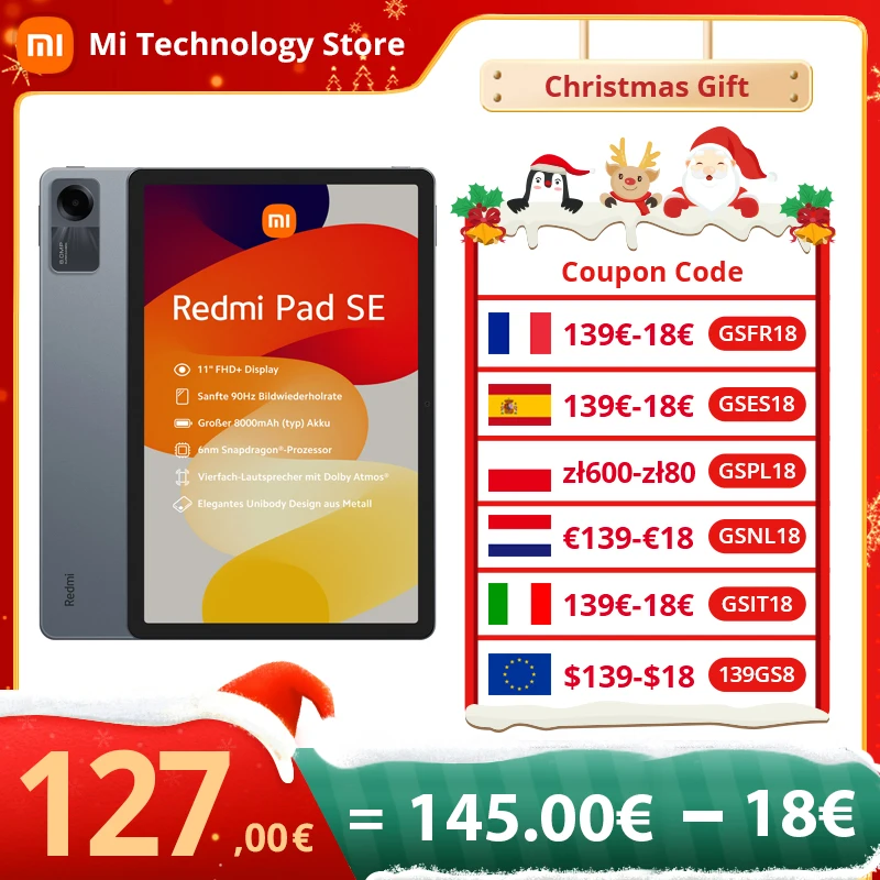 Global Version Xiaomi Redmi Pad SE Tablet 11 Inches FHD 90Hz Display Snapdragon 680 Mobile Platform 8000mAh Battery Mi Pad