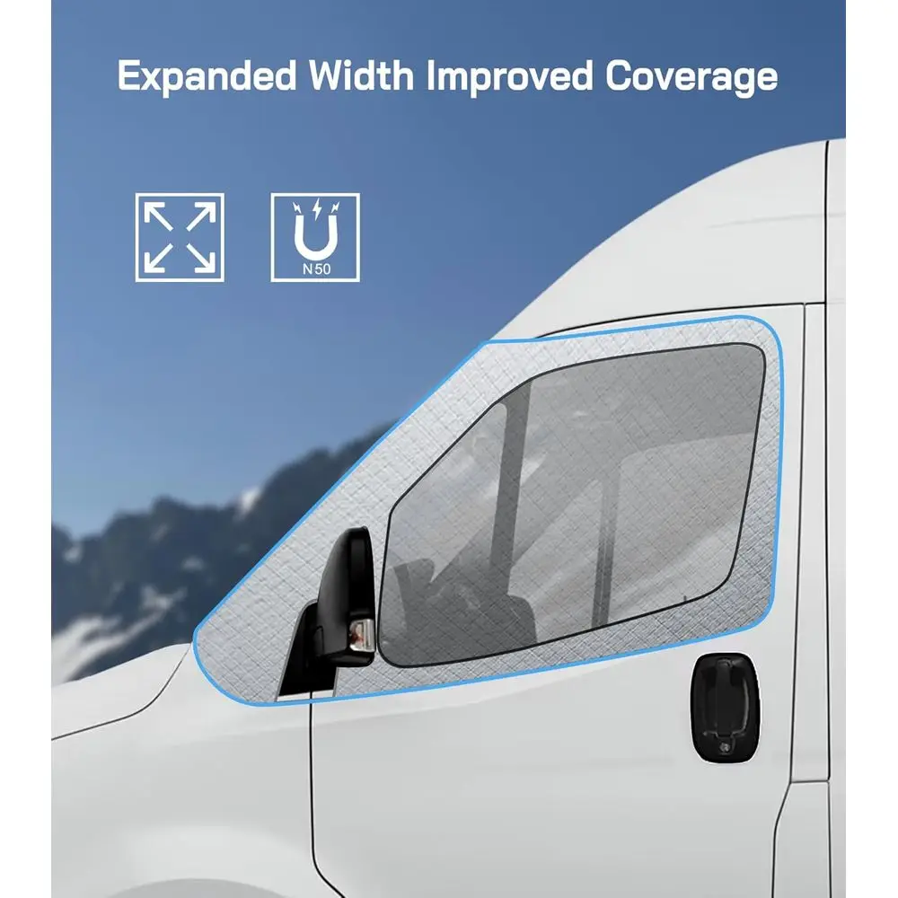 Capa de pára-brisa cinza Oxford ProMaster 2014-2024, guarda-sol frontal grosso com recortes de espelho para proteção contra gelo e neve