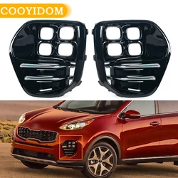 Fog Light Cover For KIA Sportage GT LINE MK4 2016 2017 2018  Frront Bumper Fog Light Frame Grille Headlight Shade Bright Black