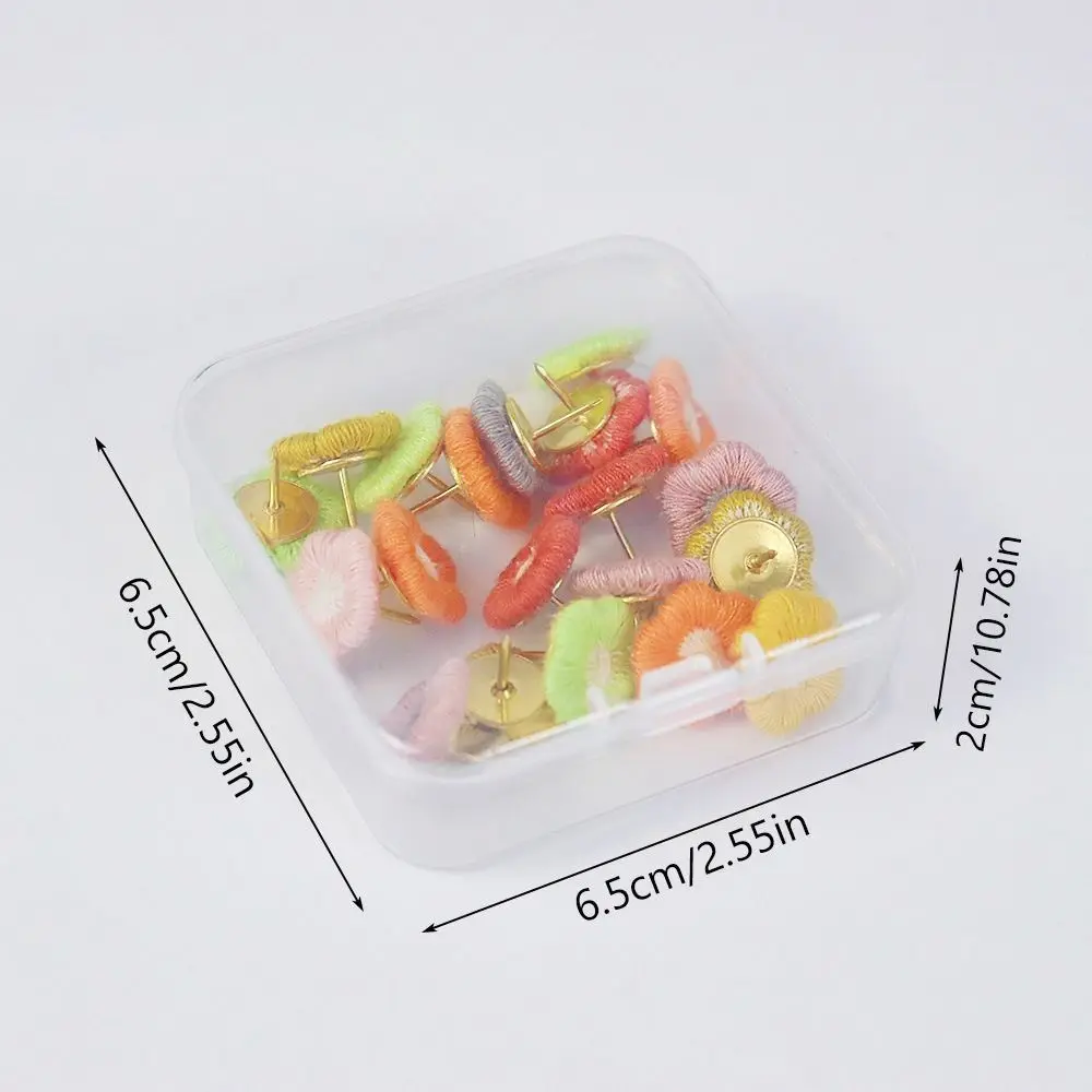 20/30/50Pcs Portable Creative Embroidery Flower Pushpins 3D DIY Board Push Pin with Box Reusable Thumb Tacks Photo Wall Decor