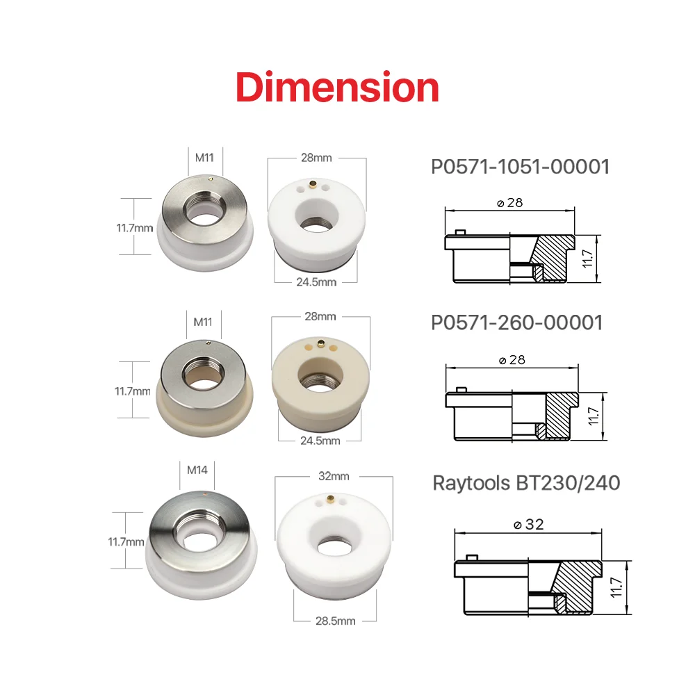 Ultrarayc-anillos de cerámica para Raytools, diámetro de 32mm, 28mm, 24,5mm, P0571-1051-00001 para Precitec Procutter y Lightcutter, WSX, cabeza de