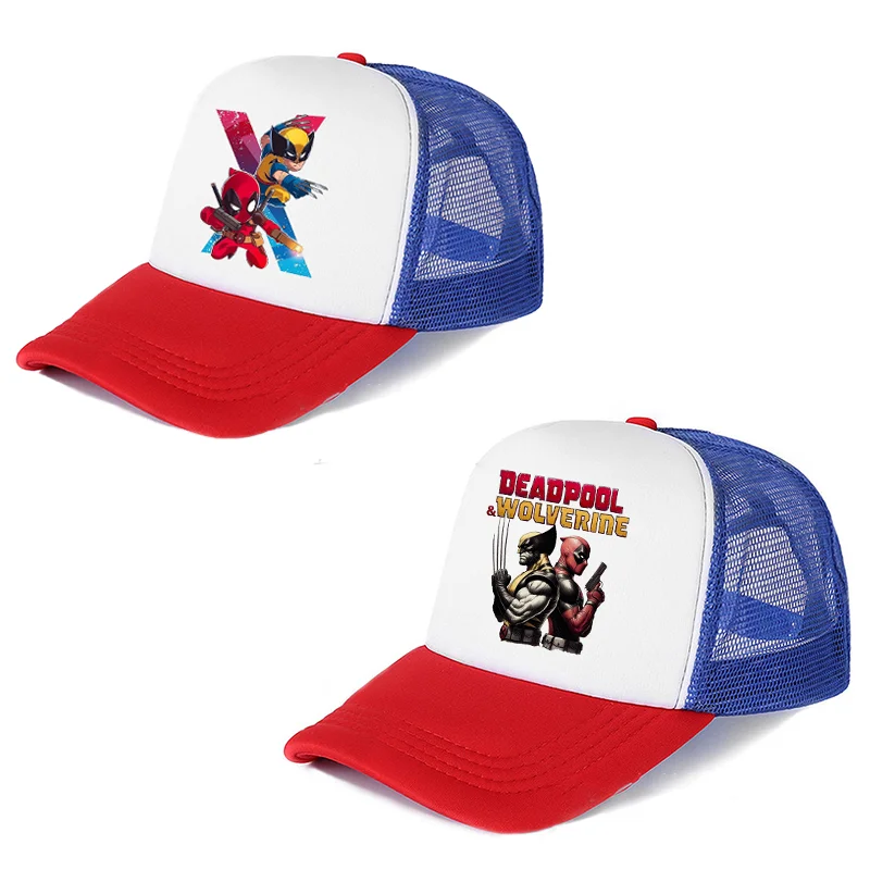 Deadpool & Wolverine Baseball Caps Marvels Unisex Printed Color-block Hats Sunshades Breathable Sports Headwear Birthday Gifts