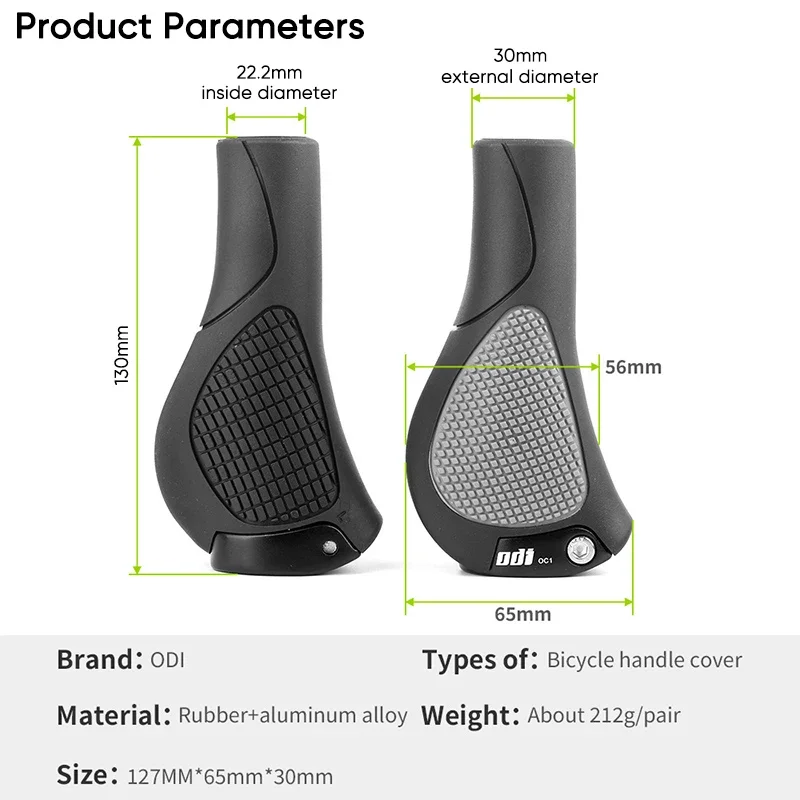 ODI OC1 Grips Ergonomic MTb Cuffs Anti-Slip Mountain Bike Handlebar Cover with Large Pad Bicycle Rubber Handles for MTB BMX Bike