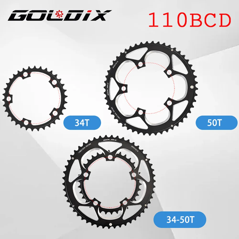 

GOLDIX 110bcd mtb двойная звездочка 50-34T для шатунов шоссейного велосипеда складной велосипед 9S 10S 11S скорость 110 bcd 5 болтов велосипедная звездочка