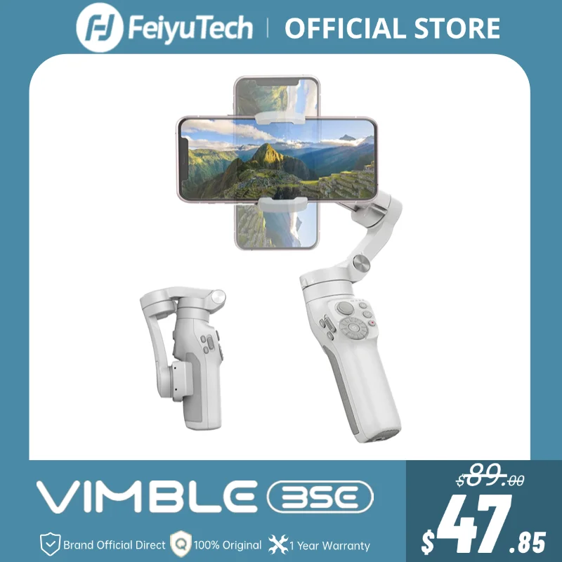 FeiyuTech Official Vimble 3SE 3-Axis Handheld Gimbal Portable and Foldable for iPhone15 pro max/Huawei mate60 pro/Samsung