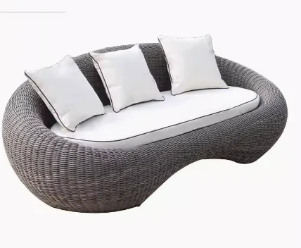 Sofá redondo de mimbre para exteriores, sillón de imitación para balcón, patio, hotel, mesa de centro, combinación