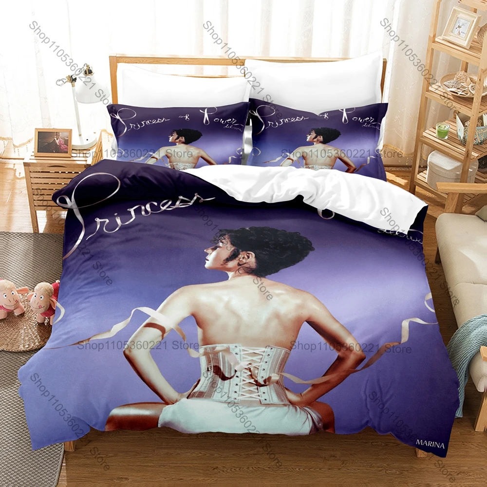 MARINA Pop Singer Theme Bedding Set 3Pcs Microfiber Quilt Cover Pillowcase All Season Artist Pattern For Music Lovers