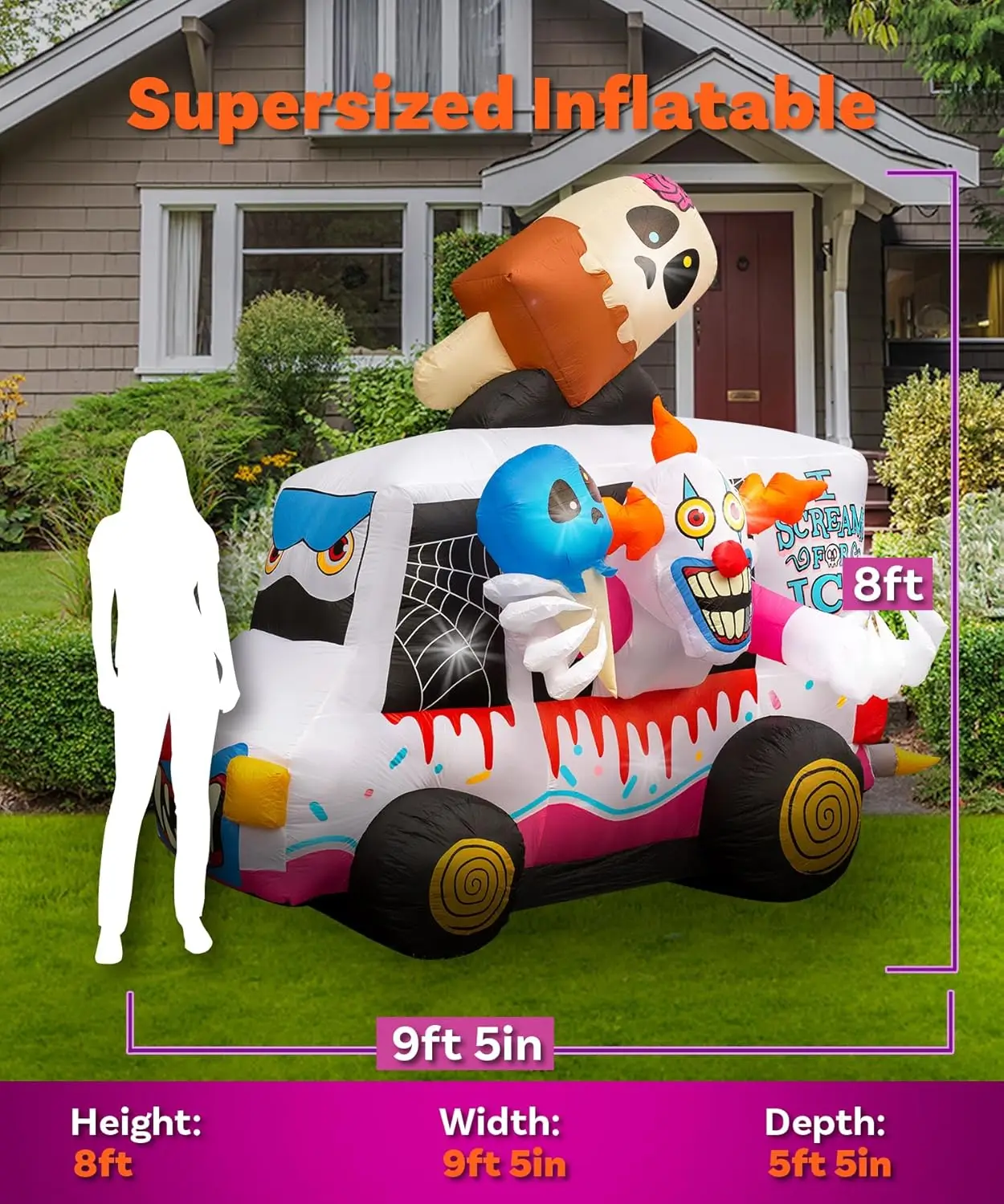 Ice Cream Truck. Large Halloween Inflatable Outdoor Decorations. Inflatable Halloween